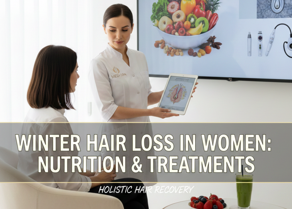 Discover the causes of winter hair loss in women and explore how nutrition and aesthetic hair treatments work together at Cosmeticstar, Leeds.