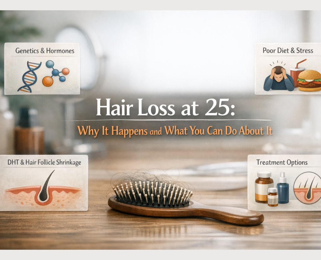 Losing hair at 25? Learn the real causes behind early hair loss and explore non-surgical treatments available at Cosmeticstar in Leeds.