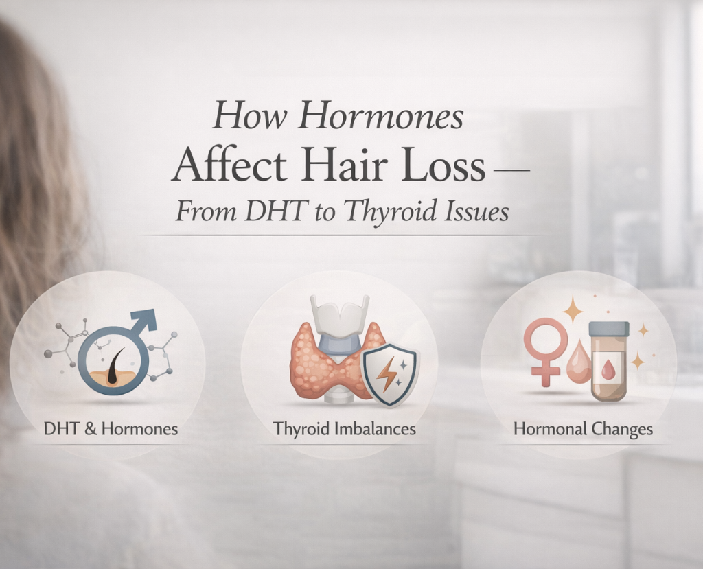 Discover how hormones like DHT and thyroid imbalances cause hair loss and explore advanced non-surgical treatments at Cosmeticstar in Leeds.