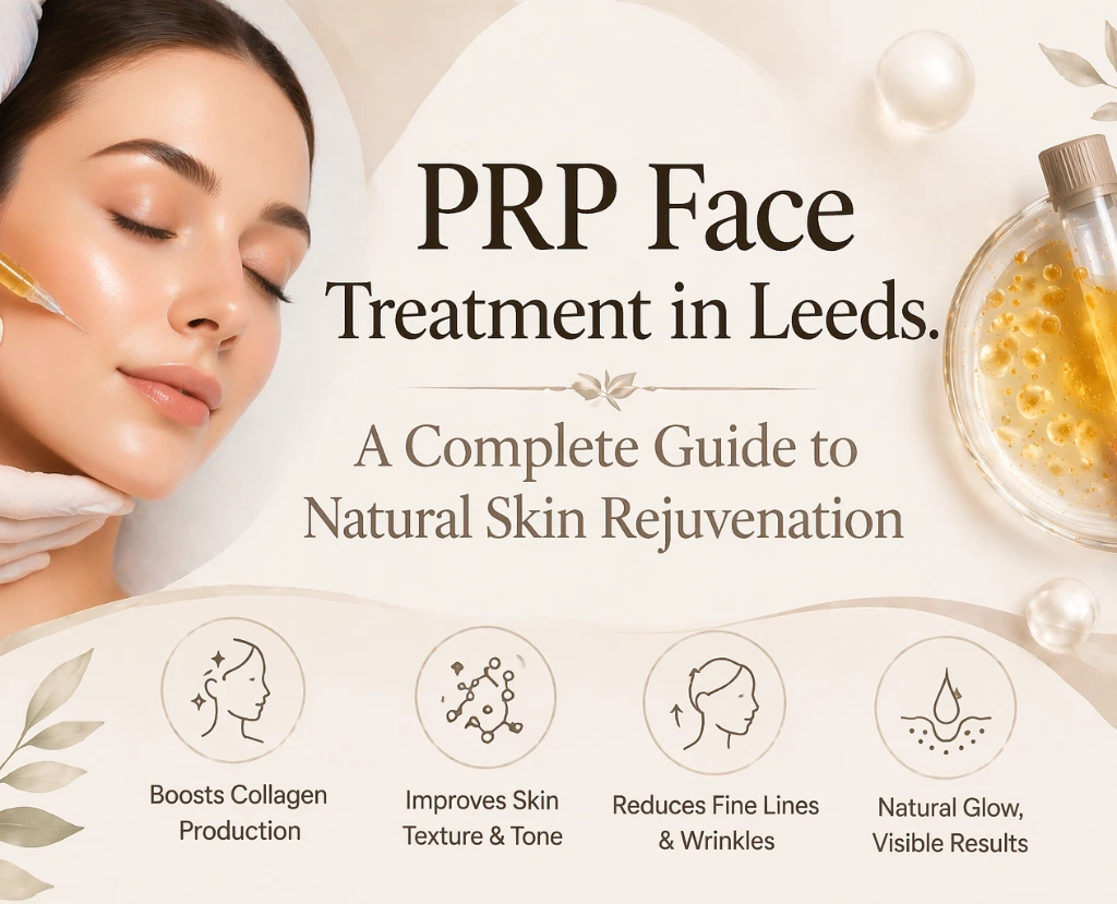 Discover PRP face treatment for glowing, youthful skin. A natural, non-surgical solution to improve texture, tone, and collagen in Leeds.