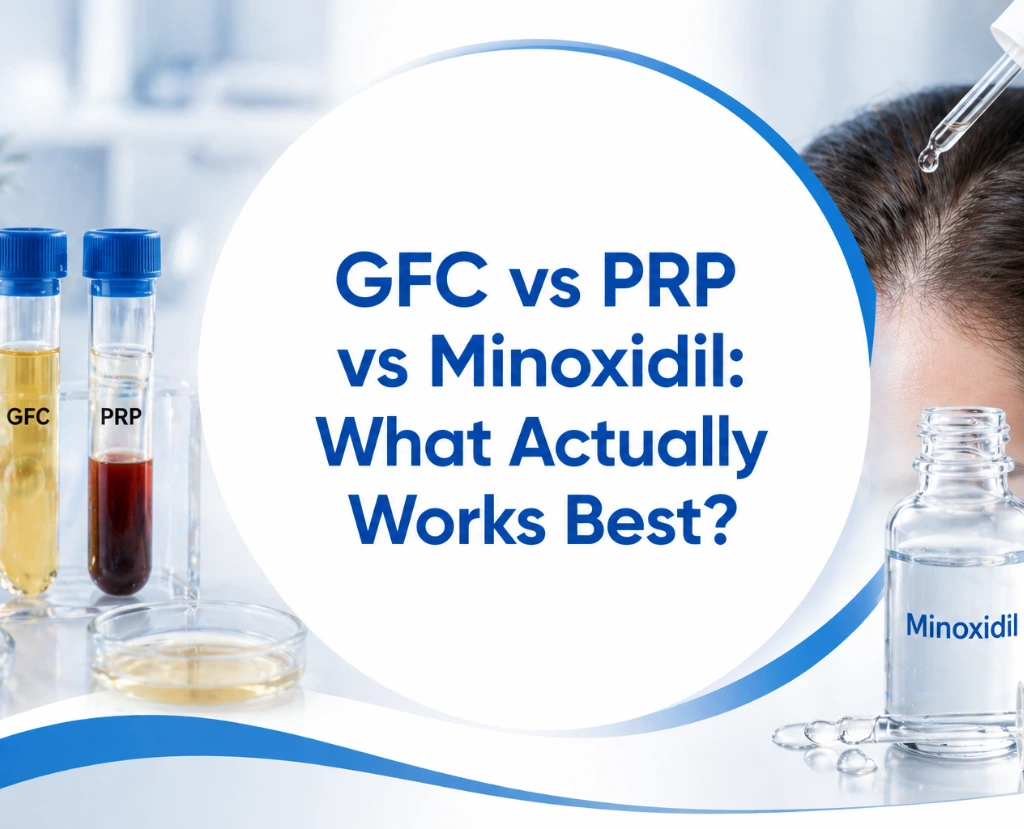 Comparing GFC, PRP and Minoxidil for hair loss? Get an honest, evidence-based breakdown and find out which suits you at Cosmeticstar in Leeds.